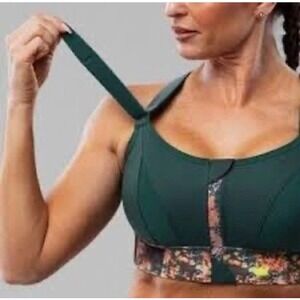 Shefit Ultimate Sports Bra Green Adjustable High Impact Zip Front 3Luxe